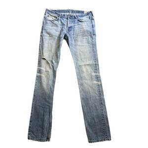 All Saints Cigarette‎ Distressed Skinny Jeans Light Wash Mens 34X32 Grunge